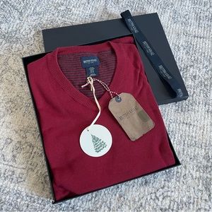 NWT Dark red 💯 cotton v neck sweater